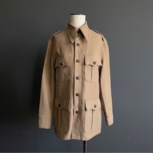Safari Jacket Tan Italian Utility Chic Minimalist Quiet Luxury Field Coat Staple